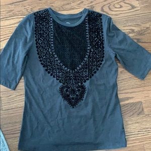Tory Burch gray t-shirt with velvet design